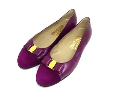 ■美品■ Salvatore Ferragamo フェラガモ ヴァラリボン レザー×スエード パンプス サイズ6 (約23.5cm) 靴 パープル系 DJ9262