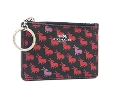 ■美品■ COACH コーチ PVC×レザー バニー うさぎ コインケース コインパース 小銭入れ レディース  ブラック系×レッド系 DK9190