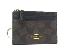 ■美品■ COACH コーチ F88208 シグネチャー レザー コインケース カードケース 小銭入れ カード入れ ダークブラウン系 DK9207