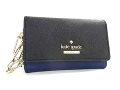 ■美品■ kate spade ケイトスペード レザー 6連 キーケース 鍵入れ レディース ブラック系×ネイビー系 DK9056