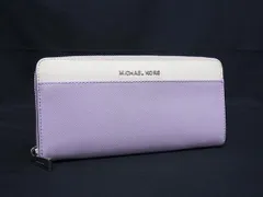 ■美品■ MICHAEL KORS マイケルコース レザー ラウンドファスナー 長財布 ウォレット 札入れ 小銭入れ カード入れ パープル系 DJ9450