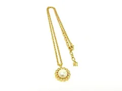 ■美品■ NINA RICCI ニナリッチ パール ラインストーン ネックレス ペンダント アクセサリー ゴールド系×シルバー系 DL0328