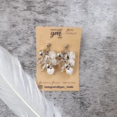 クリア×シルバーつぶつぶピアス［サージカルステンレス］※イヤリング変更可能