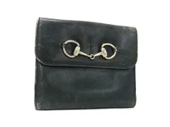 GUCCI グッチ ホースビット レザー 二つ折り 財布 ウォレット 札入れ 小銭入れ メンズ レディース ブラック系 DL0645