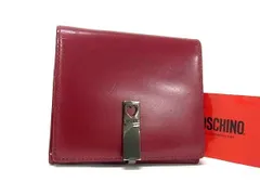 MOSCHINO モスキーノ パテントレザー ハート 二つ折り 財布 ウォレット 札入れ 小銭入れ レディース ボルドー系 DL0750のサムネイル