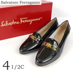 訳あり極美品 Salvatore Ferragamo サルヴァトーレフェラガモ 4 1/2C パンプス ローファー ガンチーニ ビット エナメル レディース 靴 箱