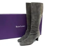 RALPH LAUREN ラルフローレン スエード ロングブーツ ヒール 表記サイズ 6 (約23cm) 靴 シューズ レディース グレー系 DL0570
