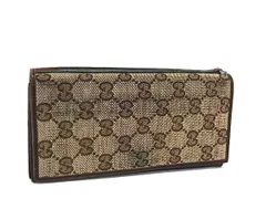 GUCCI グッチ 135590 496334 シェリーライン GG柄 キャンバス×レザー 二つ折り 長財布 ウォレット メンズ ブラウン系 DL0546