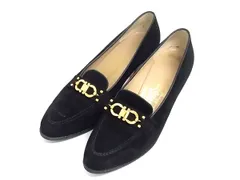 Salvatore Ferragamo フェラガモ ダブルガンチーニ スエード ヒール パンプス サイズ 6 1/2(約23.5cm)靴 シューズ ブラック系 DL1315