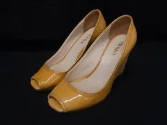PRADA プラダ パテントレザー ヒール パンプス 表記サイズ 34 1/2(約21.5cm) 靴 シューズ レディース イエロー系 DL1369