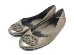 GUCCI グッチ フラットシューズ パンプス 表記サイズ 37 (約24cm) レザー 靴 シューズ レディース シャンパンゴールド系 DL1356