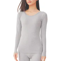 【新品】 [AQshop] レディース 綿 あったかインナー 保温 薄手 暖かい 長袖 肌着 やさしい肌ざわり ストレッチ性 冬 冷え対策 微起毛 防寒 (JP, アルファベット, XL, グレー) 0