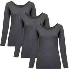 【新品】 [fun.] WARMACTIVE レディース バレエネック 3枚セット GRAY S 帝人フロンティア企画