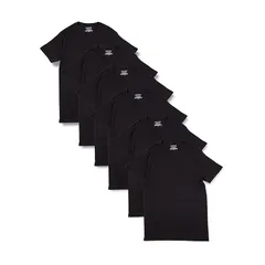 【新品】 [ Essentials] 6枚組 インナーシャツ クルーネック 普段使い ベーシック コットン メンズ ブラック L