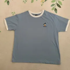 メンズ　Disneyドナルドダック 刺繍 半袖Tシャツ ライトブルーMサイズ