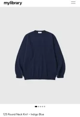 MYライブラリー 125 ラウンドネック ニット M Indigoブルー