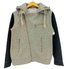 ディーゼルインダストリー Diesel Industry Y2K アシンメトリー 変形ジップ 袖デニム切替 フード付き ギミックジャケット メンズ import：M 