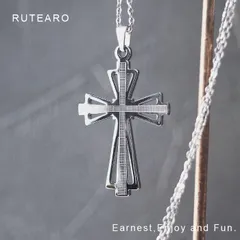 シンプルで味わい深い ステンレス クロスネックレス ー 大きめ クロス ペンダント メンズ レディース 普段使い プレゼント プチギフト 十字架 お守り 幸運 ー 001064