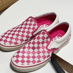 VANS スリッポン チェッカーボード ピンク/白 235 新品