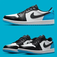 エア ジョーダン 1 レトロ ロー OG ブラック アンド ダーク パウダー ブルー (275)