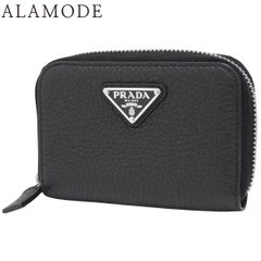 PRADA(プラダ) トライアングル ケース ケース 小物 コンパクトウォレット ミニウォレット ロゴ ヴィッテロダイノレザー NERO ネロ ブラック黒 シルバー金具 2MM003 レディース 40802170823【中古】【アラモード】 PRADA(プラダ) トライアングル コインケース コインケース 小物