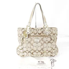 『USED』COACH【コーチ】 G1120-18711 シグネチャー トートバッグ キャンバス ブラウン/シルバー レディース  大きめ 大容量 ブランド 袋有
