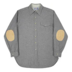 ペンドルトン PENDLETON 美品 70s 70年代 エルボーパッチ レギュラーカラー ウールシャツ 無地 MADE IN USA アメリカ製 ボードシャツ ヴィンテージ 古着 メンズ シャツ グレー L【中古】