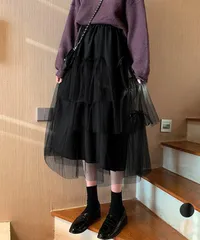 ティアードスカートロングチュールスカート