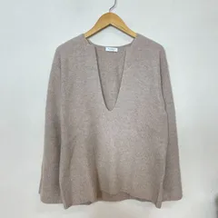 BY 9ゲージ ウールカシミヤ 畦ディープスキッパーネック ニットプルオーバー