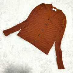 SLOBE IENA ウォッシャブルウール リブ Vネック カーディガン キャメル