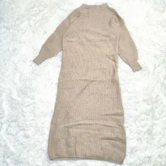 ADAM ET ROPE' ラクーンウール ロングニットワンピース ベージュ