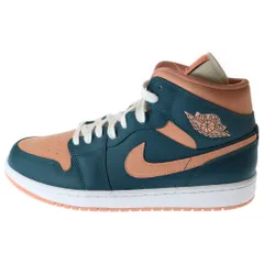 NIKE (ナイキ) WMNS AIR JORDAN 1 MID DARK TEAL GREEN ウィメンズ エアジョーダン1 ミッドカットスニーカー ピンク/グリーン US11.5/28.5cm BQ6472-308