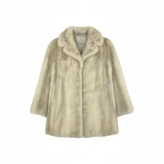 33l14 GINZA AZUMA パールミンク ファーコート サイズ11号 ホワイト 本毛皮 PEARL MINK FUR ポケット有t18r