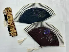 N 処分価格【中古品】扇子 ペンティングファン ワインレッド ペイント扇 ペインティングファン ネイビー 紺