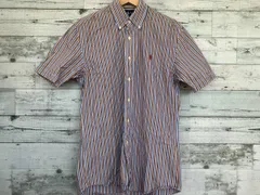 半袖シャツ RALPH LAUREN ラルフローレン 半袖シャツ ストライプ Sサイズ レッド ロゴ刺繍
