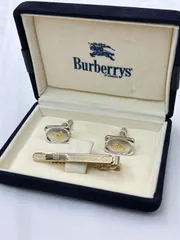 N 最終値下げ中【ヴィンテージ】Burberrysバーバリー カフス & ネクタイピン ゴールド 2点セット アクセサリー スーツ フォーマル