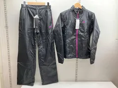 adidas アディダス タグ付き中綿ナイロンジャケット・ボトムス上下セット レディース ゴルフウェア Mサイズ ブラック×ピンク 