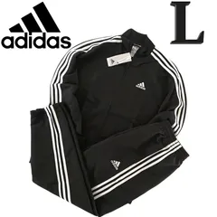 新品 アディダス ジャージ上下 L ウーブン セットアップ トラックスーツ adidas スリーストライプス 黒 ブラック