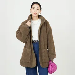 FREAK'S STORE フリークスストア リバーシブル ボア 中綿 フリース キルティング ジャケット 2WAY ハーフコート ブラウン レディース オーバーサイズ 1353248900391