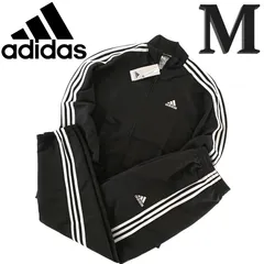 新品 アディダス ジャージ上下 M ウーブン セットアップ トラックスーツ adidas スリーストライプス 黒 ブラック