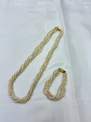 N 処分価格【ヴィンテージ】パール　真珠　ネックレス ブレスレット　2点セット　冠婚葬祭　おしゃれ