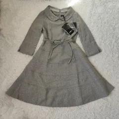 【新品タグ付】RUIRUE BOUTIQUE 襟ビジュー 2WAY ウール混 ワンピース M グレー