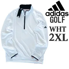 新品 白 2XL アディダス ゴルフ 長袖 ハーフジップシャツ メンズ ゴルフウェア ホワイト GOLF