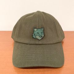 タグ付きメゾンキツネ キャップ帽子 ベージュ カーキフォックスヘッド