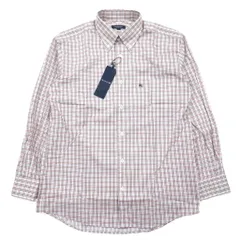 BURBERRY LONDON ボタンダウンシャツ L ホワイト オレンジ チェック コットン ロゴ刺繍 未使用品