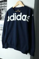 (F) adidas アディダス スウェット Tシャツ キッズ ネイビ 起毛-16566