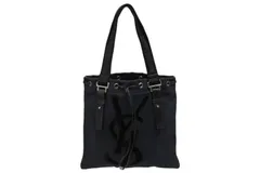 YVES SAINT LAURENT イヴサンローラン トートバック ハンドバッグ キャンバス ネイビー シルバー 美品 中古 4b010080
