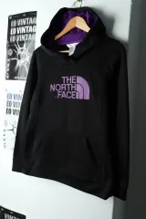 THE NORTH FACE ザ・ノース・フェイス フード付きTシャツ ビックロゴ 起毛 ポリ パープルラベル-16576