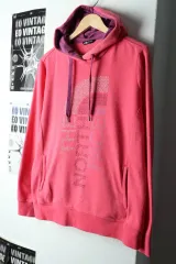 W(XL) THE NORTH FACE ザノースフェイス フード付きTシャツ Y2K ビックロゴ ピンク 起毛-1657B