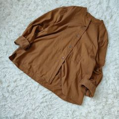 MARGARET HOWELL コットンリネンハーフスリーブシャツ バンドカラー